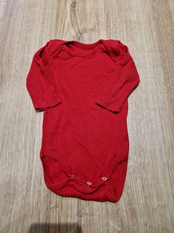 Body Bébé Rouge Uni Manches Longues Mixte 3 mois