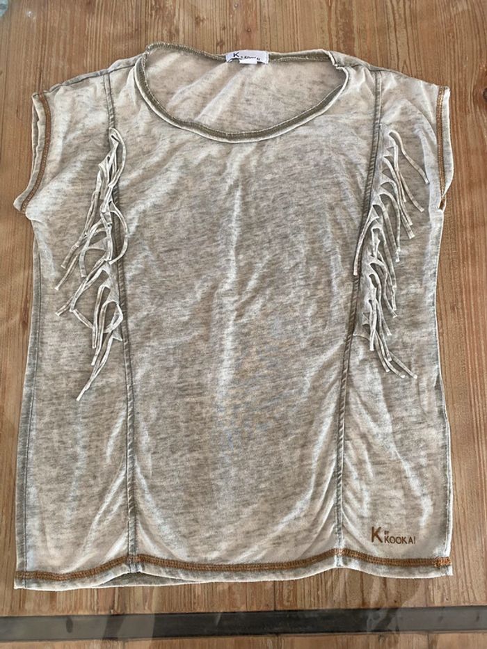 T-shirt à frange Kookaï gris taille 12 ans