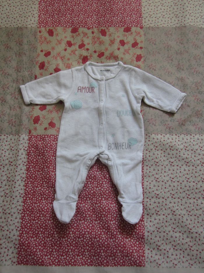 Pyjama velours blanc 1 mois