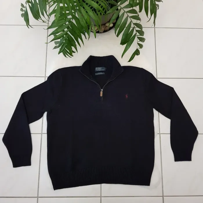 Pull Camionneur half demi zip Ralph Lauren XL Noir - photo numéro 2
