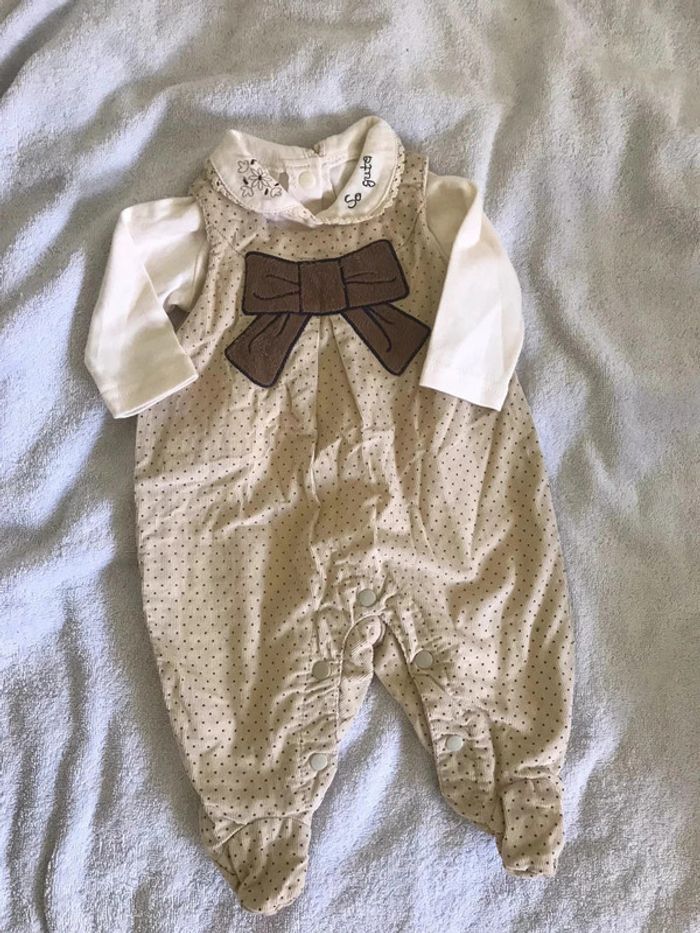 Grenouillère avec tshirt manches longues mixte neuf 🌸 taille 0/3 mois