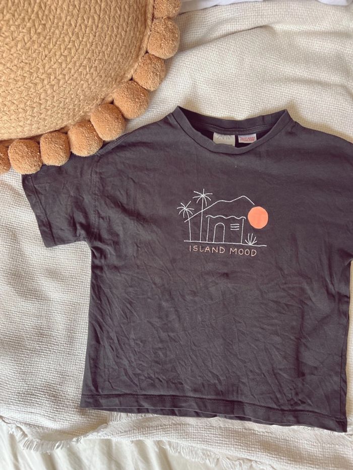 Tee-shirts Zara noir island mood maison palmier 104 - photo numéro 2