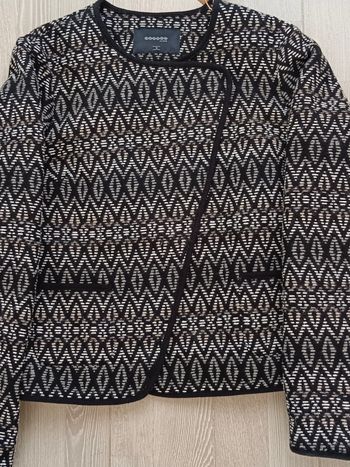 Veste Blouson Bonobo Tissée Chic Géométrique Noir & Blanc Asymétrique