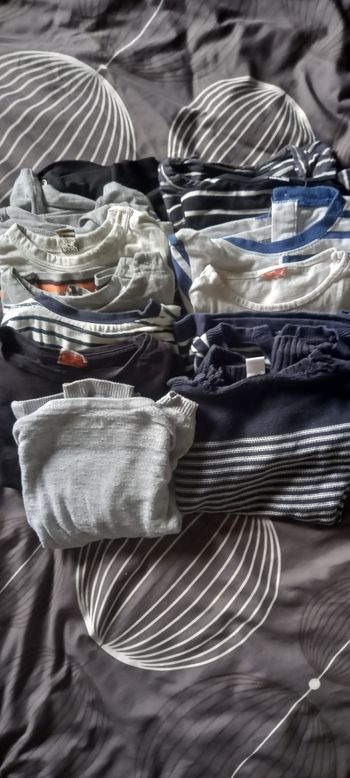 Lot 13 pièces 10 t-shirts manches longues 2 pulls 1 gilet