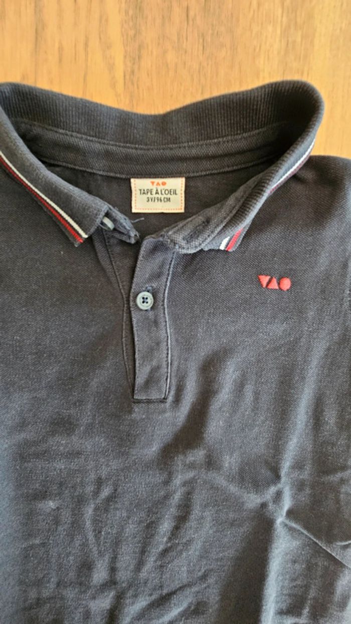 Polo manches longues, bleu marine, taille 3 ans, Tape-à-l'oeil - photo numéro 2