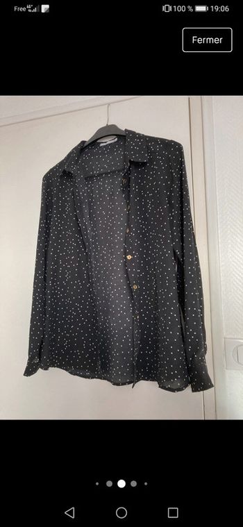 Chemise à pois boutons doré