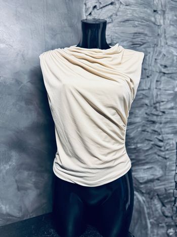 Top beige crème drapé 
