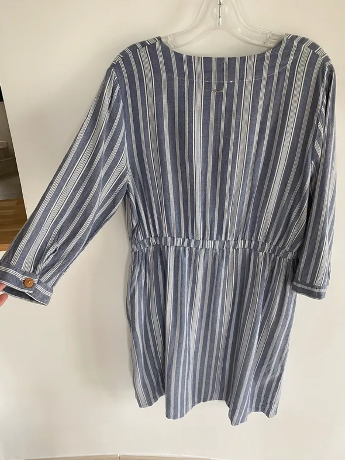 Robe manche longue Bonobo bleu rayé crème - photo numéro 6