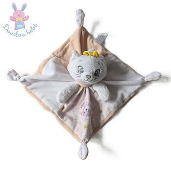 Doudou plat Chat Marie Aristochats rose blanc doré DISNEY