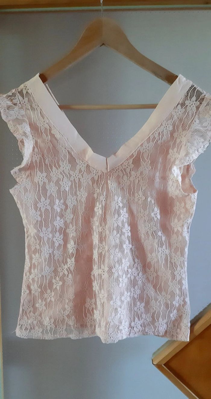 Haut été féminin dentelle rose - photo numéro 2