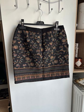 Jupe imprimée camaïeu taille 40 orange noir