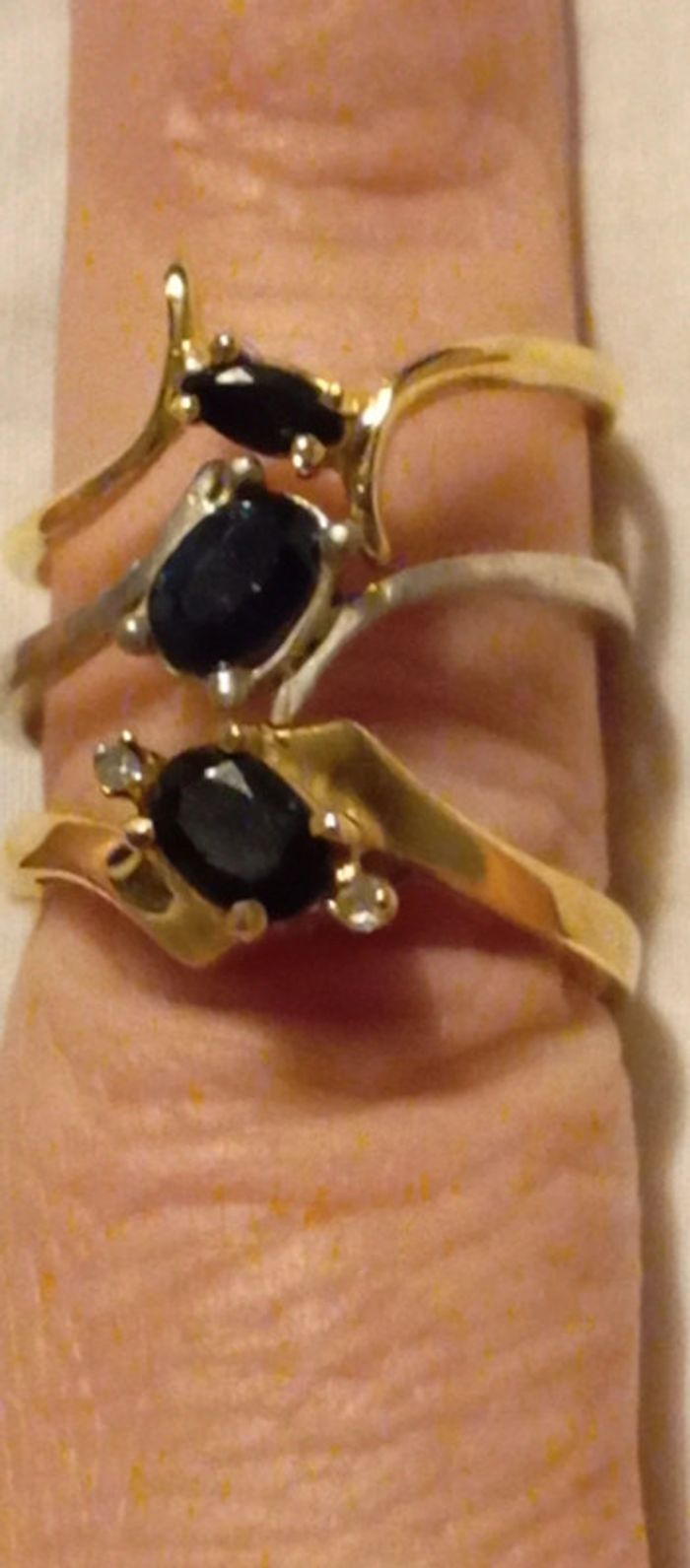 Lot 3 bagues pierre noire - photo numéro 2