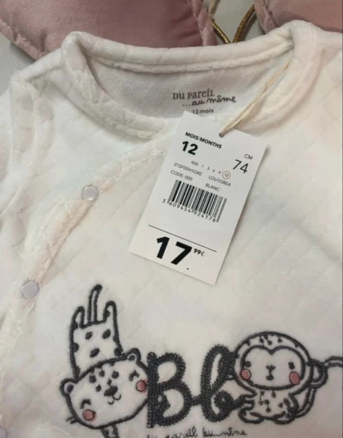 Pyjama bébé fille - neuf - Dpam - Taille 12 mois - photo numéro 5