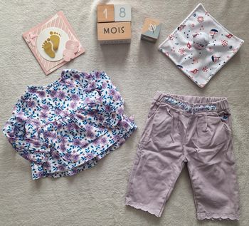 Ensemble Blouse ML + pantalon mauve  - 18M - Sergent Major (TBE)