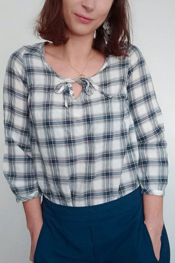 Blouse fluide casual à carreaux taille 36