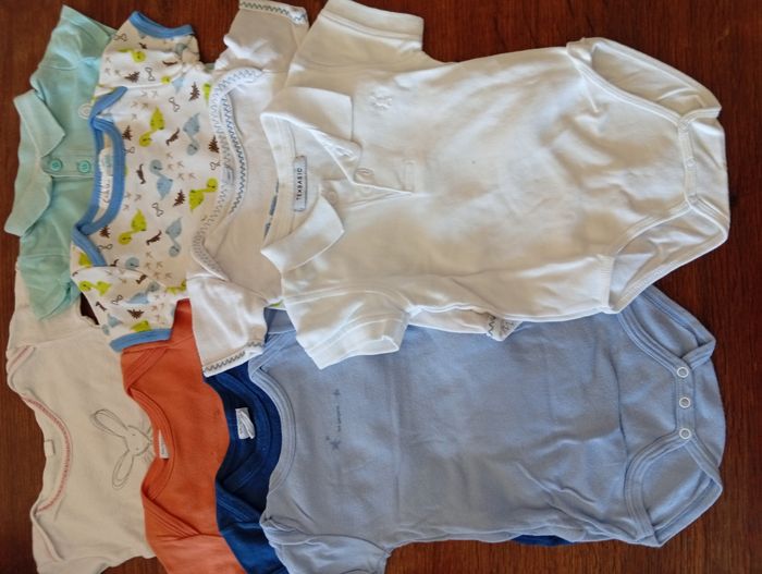 Lot de 8 bodies manches courtes taille 6 mois