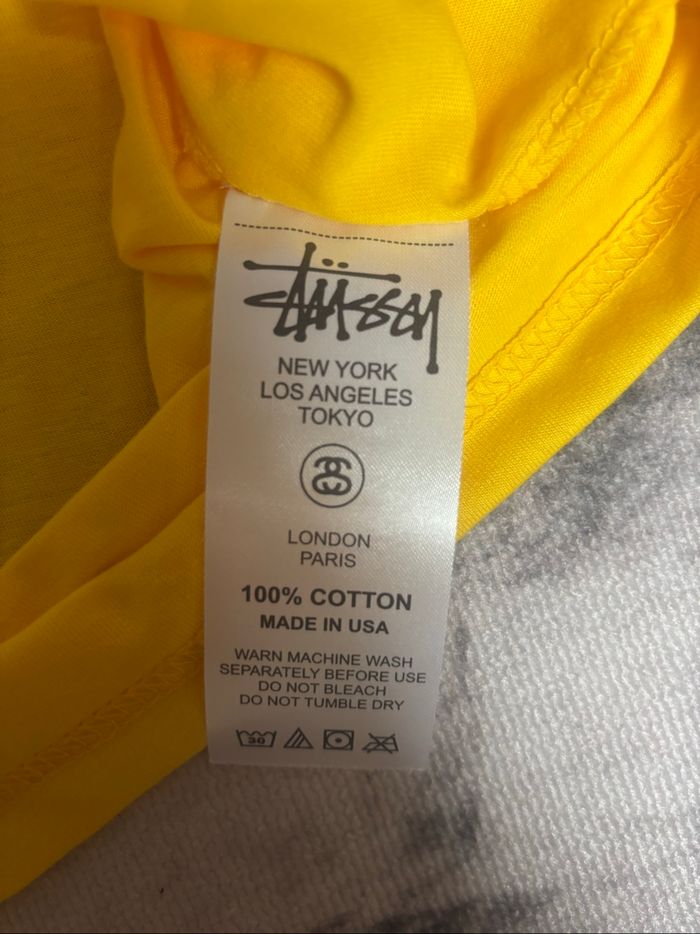 T-shirt Stussy Rework jaune logo imprimé taille L - photo numéro 7