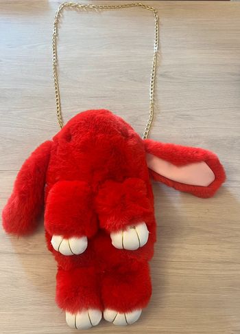 Sac à dos et/ou sac à bandoulière enfant lapin tout doux rouge neuf et étiqueté