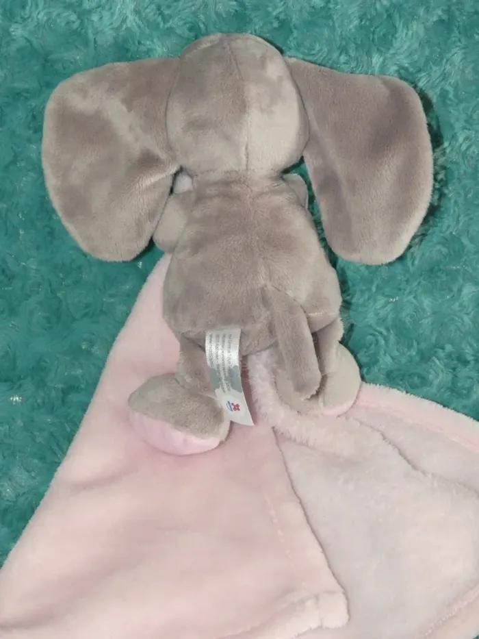 Doudou éléphant rose gris couverture Nicotoy 🐘tbe - photo numéro 3