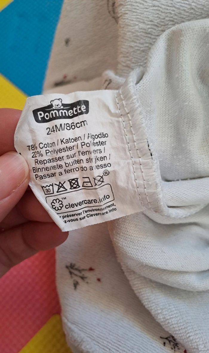 Pyjama grenouillère 1 pièce blanc chats, pommette, taille 24 mois (86 cm) - photo numéro 4