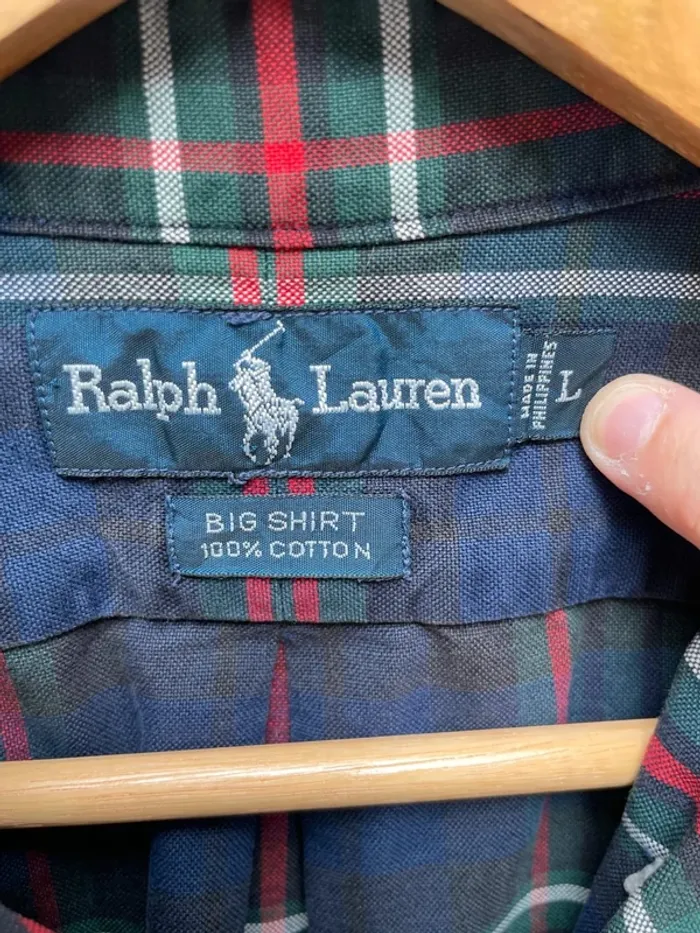 Ralph Lauren The Big Shirt short sleeve shirt plaid checkered Mens M - photo numéro 4