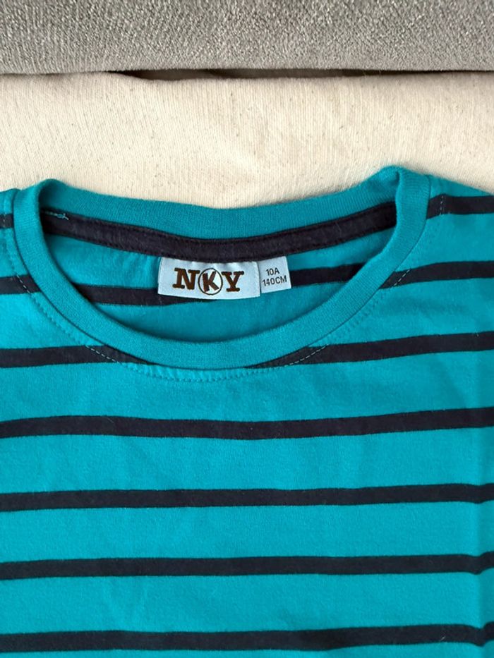 Lot 3 tee shirt rayés manches longues 10 ans - photo numéro 3