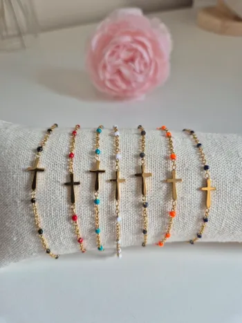 1 bracelet dorée or acier inoxydable avec perles 🌸 style gigi en acier inoxydable