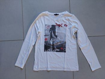 T-shirt manches longues blanc Kiabi 12 ans.