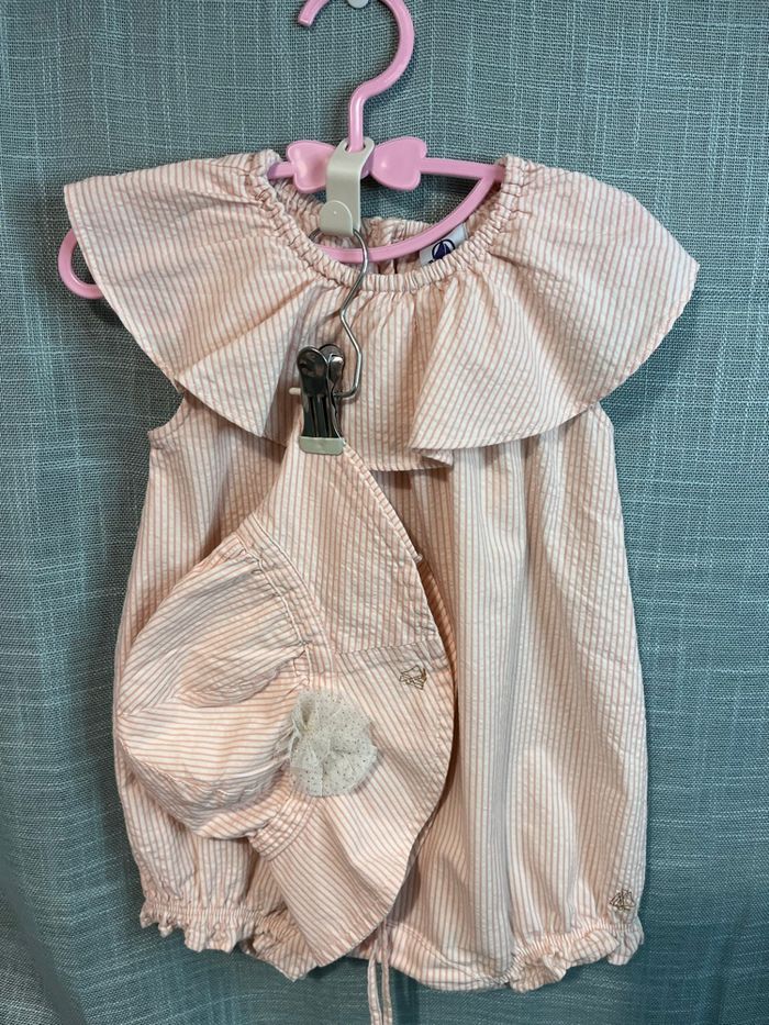 Barboteuse et chapeau 12 mois