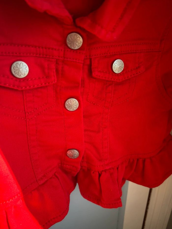 Petite veste en jean rouge 12 mois Plus Collection - photo numéro 2