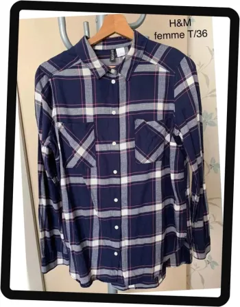 Chemise/tunique à carreaux femme 36 H&M