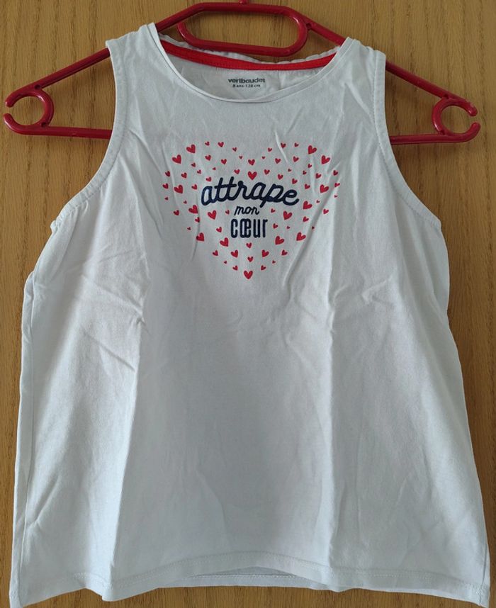 Débardeur blanc à motif coeur Fille 8 ans
