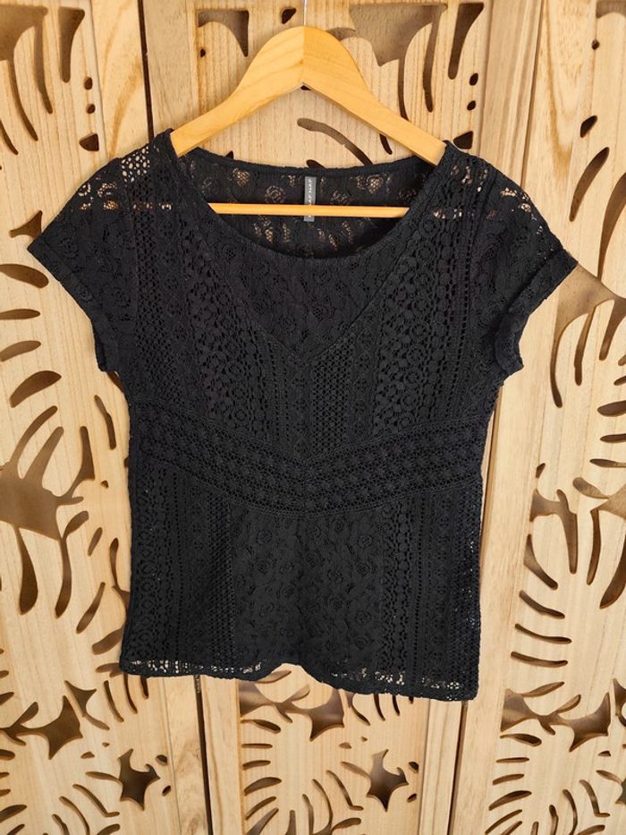 Top Maille ajourée noire, taille M, Naf Naf - photo numéro 6