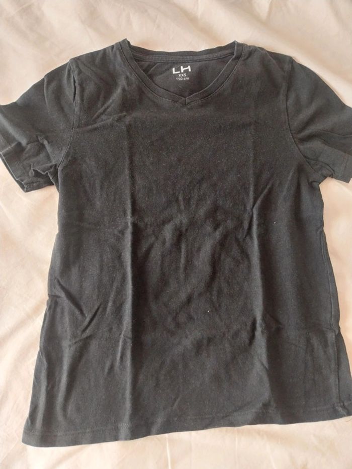 Tee shirt noir col V T11/12A - photo numéro 2