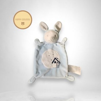 DOudou plat carré lapin bleu maison grain de blé DP330