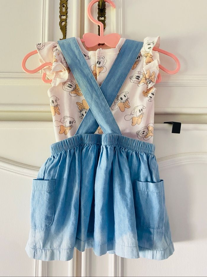 Ensemble Robe Bretelle Jean Légère Tee Shirt Minnie - photo numéro 6