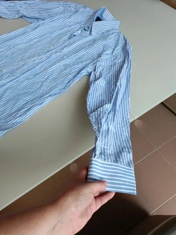 Chemise manches longues rayé bleu et blanc emporio fashion taille l - photo numéro 3