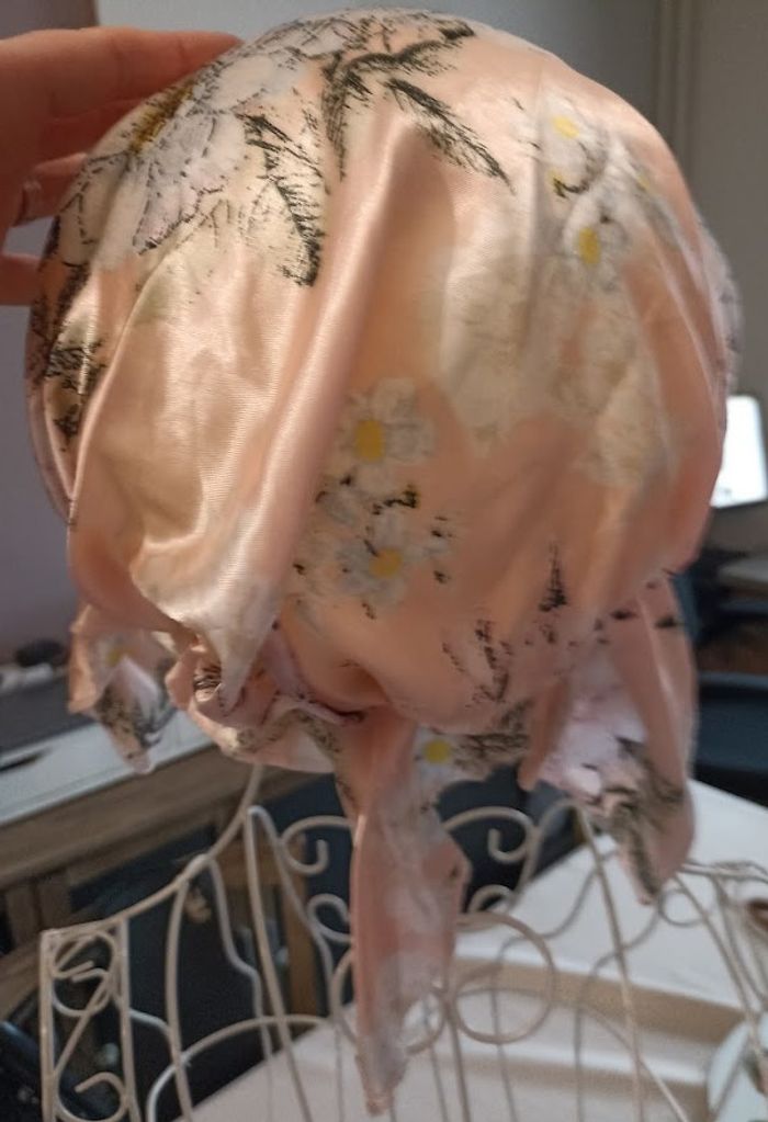 Bonnet de Nuit Satiné Pêche Fleuri - Protège & Sublime vos Cheveux ! - photo numéro 5