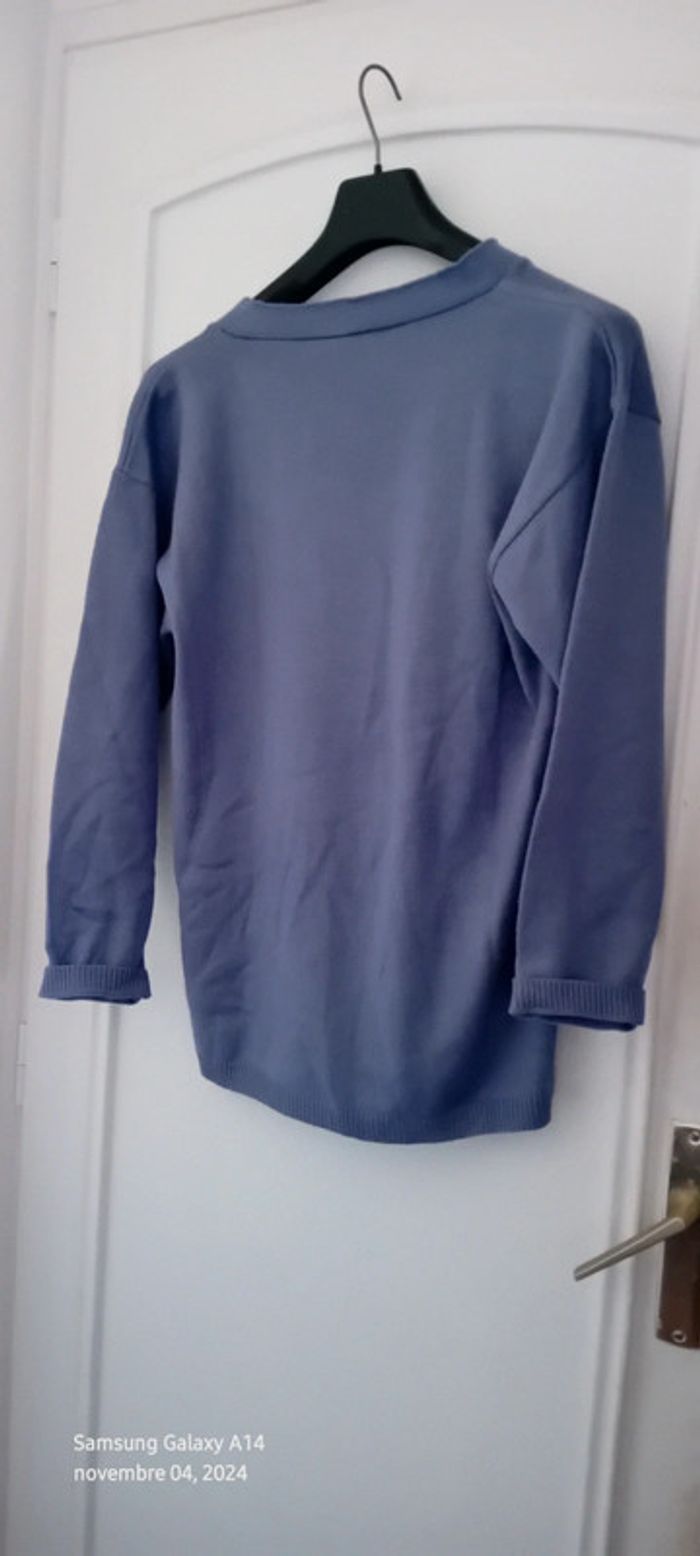 Pull col en V faux boutonnage manches 3/4 lavande 42 classic woman - photo numéro 6