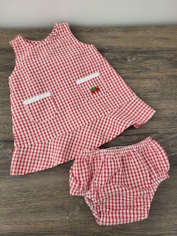 Benetton - ensemble robe + culotte vichy 3 mois