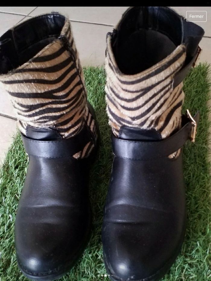 Bottines noire léopard avec brides taille 40 - photo numéro 5