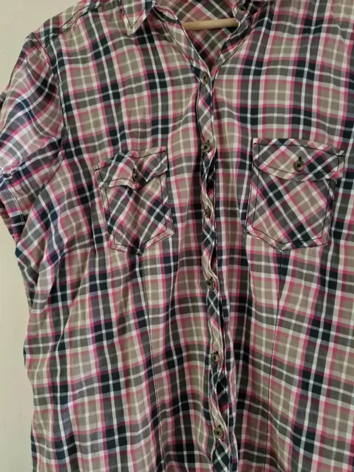 Chemisier écossais rose taille 46 - photo numéro 3