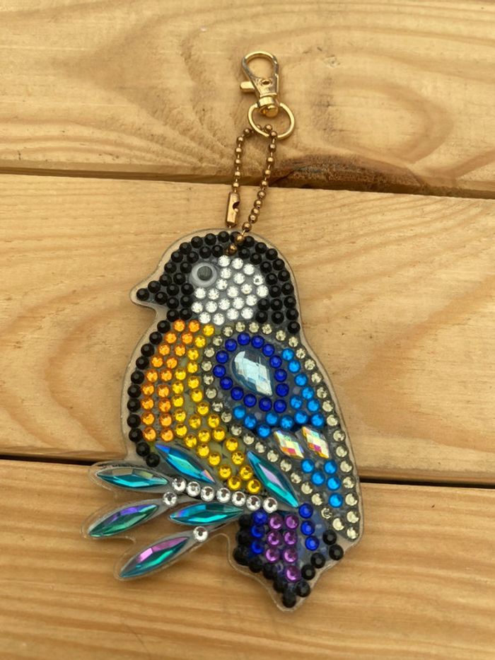 Porte clé recto/verso oiseau 🐦 en Diamond painting - photo numéro 3