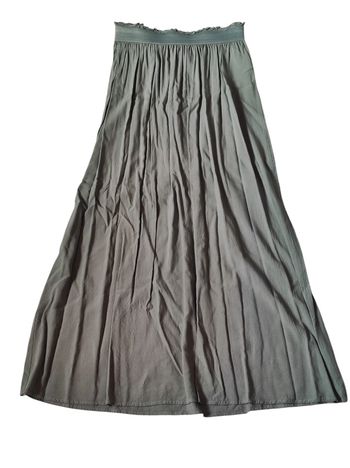 Jupe longue plissée gris kaki taille XS