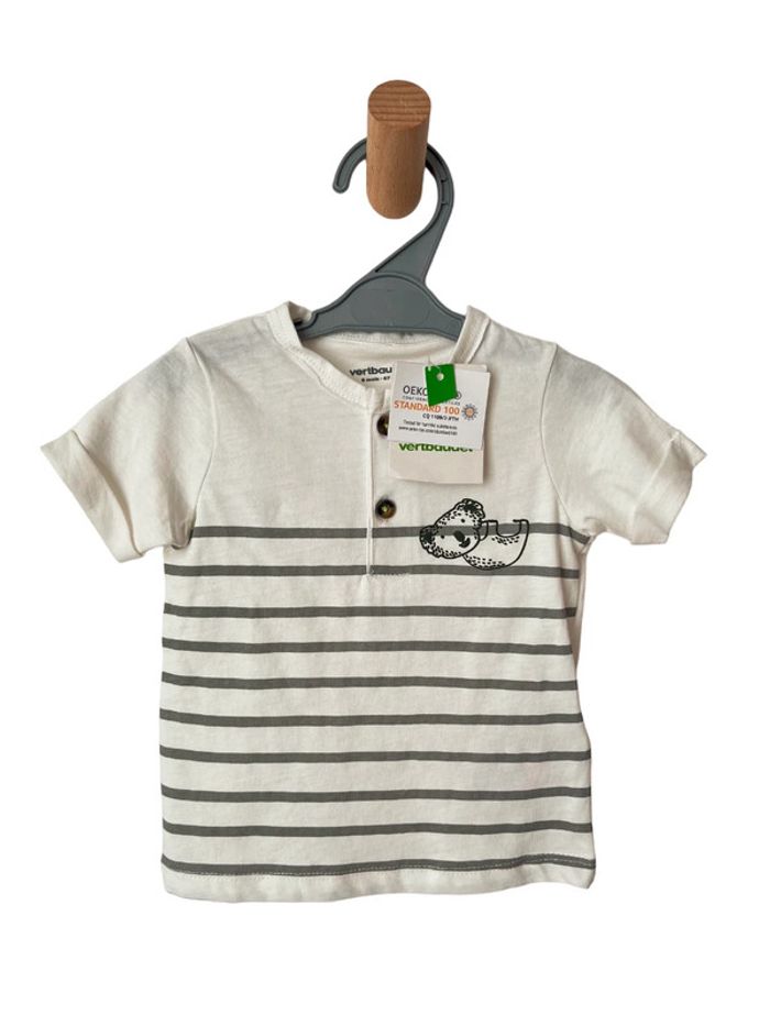 (NEUF) T-shirt à manches courtes, rayé, motif koala - Vertbaudet 6 mois (67cm)