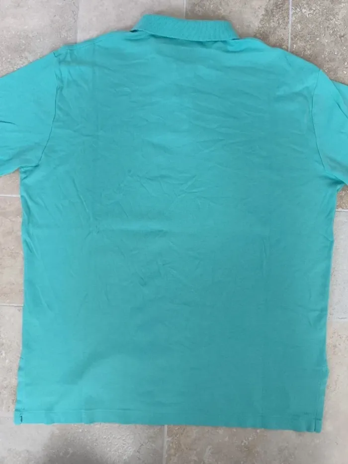 Polo Ralph Lauren homme L pima coton vert menthe logo orange excellent état petit défaut - photo numéro 12
