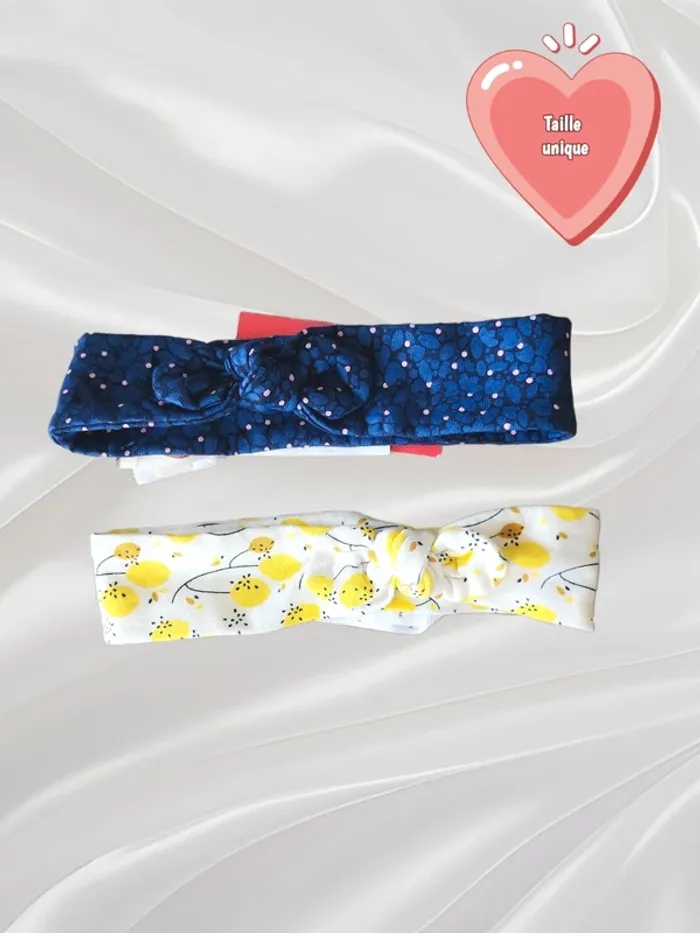 Lot de 2 bandeaux cheveux bébé fille