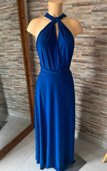 Robe longue bleu électrique fabriquée en France dos nu