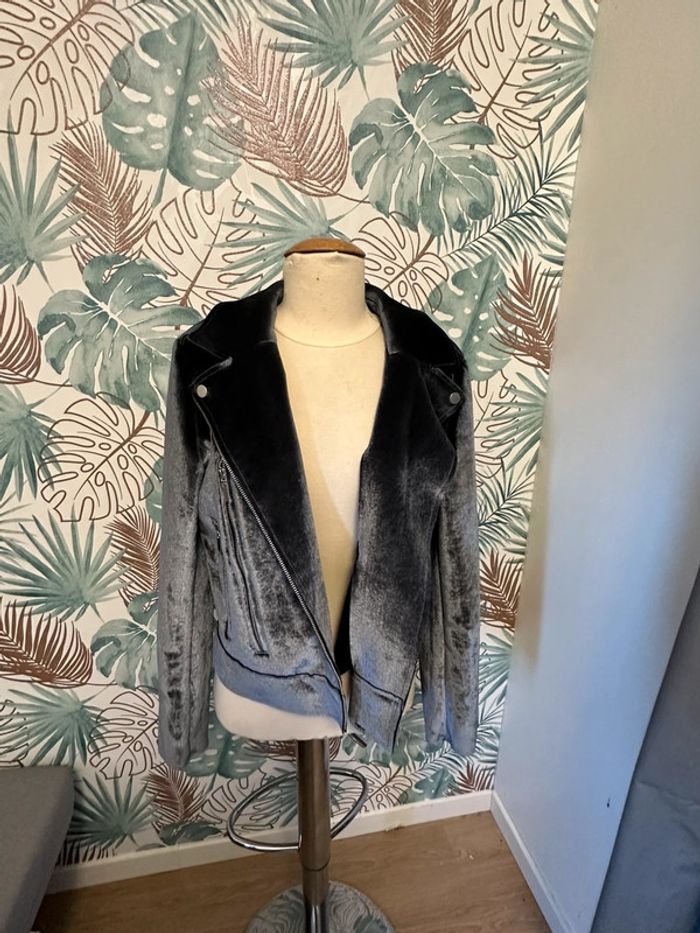 Veste perfecto Camaïeu gris velours tL - photo numéro 2