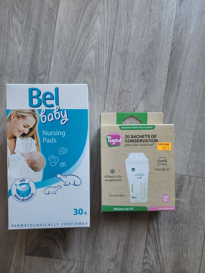 Sachets conservation lait maternel et coussinets allaitement